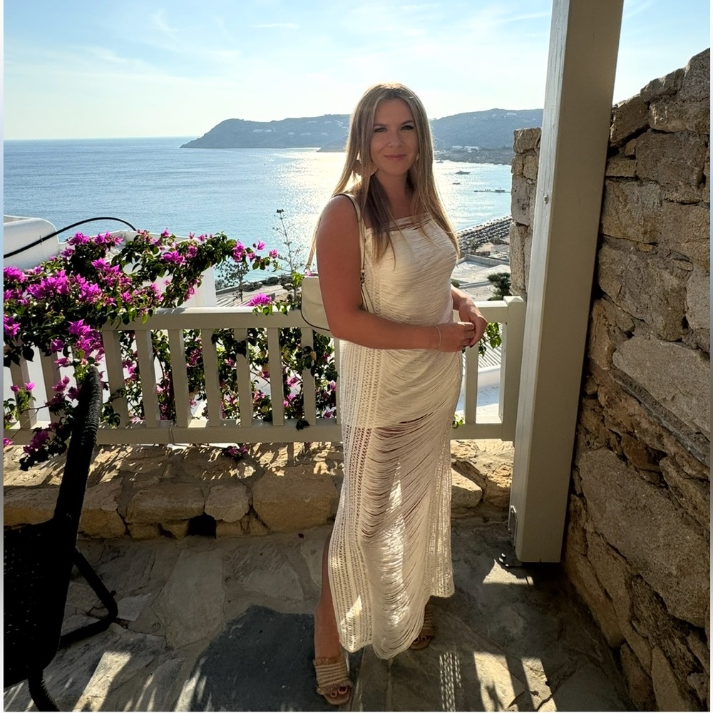 Cream Fringe Maxi Dress